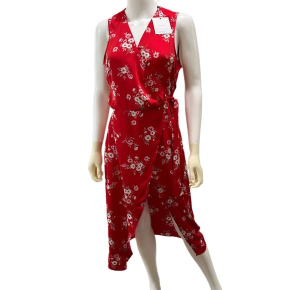 L’Academie Women’s Size Small Red Floral Hi-Low Wrap Dress NEW - Picture 1 of 8